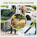 Leaf Blower Cordless, 21V Cordless Leaf Blower with 2×4.0Ah Batteries & Fast Charger, 6-Speed, Powerful Lightweight Electric Blower Kit for Lawn, Patio, Car Drying and Light Snow, Lightweight Handheld