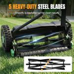 WORKPROX 16-Inch Push Reel Lawn Mower, Adjustable Height 5-Blade Reel Mower with Removable 8-Gallon Grass Catcher for Yards and Gardens, Black