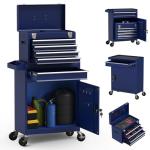 Granper 5-Drawer High Capacity Rolling Tool Box, Removable Cabinet Storage Tool Chest with Wheels and Drawers, Detachable Toolbox with Lock for Mechanics Garage Workshop and Tool Room (Blue)