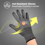 Donfri 3 Pairs A9 Cut Resistant Work Gloves for Men, Safety Gloves for Men Touchscreen with Reinforced Thumb, ANSI Cut Level 9 Protection Flexible for Metal Glass Wood Construction Fishing, L
