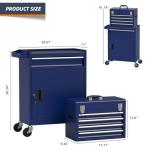 Granper 5-Drawer High Capacity Rolling Tool Box, Removable Cabinet Storage Tool Chest with Wheels and Drawers, Detachable Toolbox with Lock for Mechanics Garage Workshop and Tool Room (Blue)
