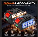 Cordless Pressure Washer Electric Battery Powered, Portable Car Pressure Washer Handheld with 6-in-1 Nozzle,17FT Drain Hose,Power Cleaner for Patio Floor Fence Deck Indoor