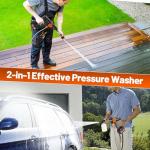 Cordless Pressure Washer Electric Battery Powered, Portable Car Pressure Washer Handheld with 6-in-1 Nozzle,17FT Drain Hose,Power Cleaner for Patio Floor Fence Deck Indoor