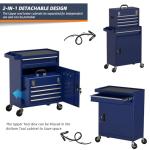 Granper 5-Drawer High Capacity Rolling Tool Box, Removable Cabinet Storage Tool Chest with Wheels and Drawers, Detachable Toolbox with Lock for Mechanics Garage Workshop and Tool Room (Blue)