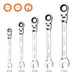 Amazon Basics Ratchet Wrenches Set, Flexible Metric Flex Head, 5-Piece