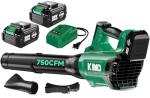 KIMO Cordless Leaf Blower with Battery and Charger, 750CFM 220MPH, 4 Speeds w/Turbo Mode, Brushless Motor, 3 Extended Tube, 2x4.0Ah Battery Powered Leaf Blowers for Lawn Care Patio Cleaning Wet Leaves