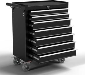 OAKANDO 7-Drawer Metal Rolling Tool Chest with Wheels,Tool Storage Cabinet with Locking System，Toolbox with Wheels for Garage,Workshop, Repair Shop(Black, 7-Drawer)