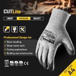 COOLJOB 12/120 Pairs A4 Cut Resistant Safety Work Gloves with Grip, Breathable & Lightweight Polyurethane PU Coated Protective Gloves for Wood Carving, Glass Handling, Mechanic Work, Gray Large
