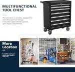 OAKANDO 7-Drawer Metal Rolling Tool Chest with Wheels,Tool Storage Cabinet with Locking System，Toolbox with Wheels for Garage,Workshop, Repair Shop(Black, 7-Drawer)
