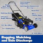 BILT HARD 21 Inch Self Propelled Lawn Mower, 3-in-1 Gas Lawnmower with 201cc 4-Cycle Engine, Bagging, Mulching and Side Discharge, Adjustable 8-Positions Cutting Height, Easy Start