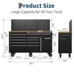 Garvee 60 in Rolling Tool Chest with 10 Drawers & Pegboard, Mobile Garage Tool Cabinet with Locks & Charging Station, Heavy Duty Workbench for Workshop, Black