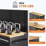 Garvee 60 in Rolling Tool Chest with 10 Drawers & Pegboard, Mobile Garage Tool Cabinet with Locks & Charging Station, Heavy Duty Workbench for Workshop, Black