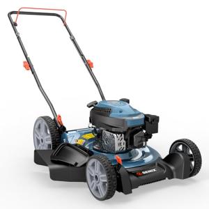 SENIX 144 cc Gas Lawn Mower, 21 inch 2-in-1 Push with Mulching and Side Discharge, 4-Cycle Engine, 6 Position Cutting Height Adjustment for Yard and Garden