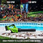 Greenworks 40V (130 MPH / 550 CFM / 75+ Compatible Tools) Cordless Brushless Axial Leaf Blower, Tool Only