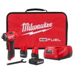 Milwaukee Electric - M12 Fuel 1/4 INCH Right Angle DIE Grinder 2 Batter