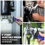 WORKPRO 6-Inch Stubby Adjustable Wrench, 1.5-Inch Extra Wide Jaw Opening Wrench, Metric/SAE Scales, Cr-V Steel, Ideal for Work in Confined Spaces