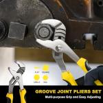 TOPLINE 4-piece Groove Joint Pliers Set with Bi-Material Handles, Tongue and Groove Pliers Set Included 12-in, 10-in, 8-in and 6-in, Perfect for Plumbing Repair and Basic Home Maintenance