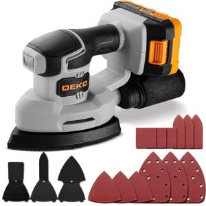 Cordless Detail Sander: DEKOPRO Multi-Function Mouse Sander Electric Sander Tool Palm Sanders with Dust Collector, 3 Additional Attachments&12pcs Sandpapers for Home Decoration