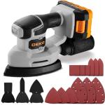 Cordless Detail Sander: DEKOPRO Multi-Function Mouse Sander Electric Sander Tool Palm Sanders with Dust Collector, 3 Additional Attachments&12pcs Sandpapers for Home Decoration