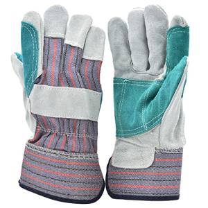 G & F Products G & F 5215L-5 Premium Suede Double Palm & Index Finger Work Gloves with 2 & 1/2 Rubberized Safety Cuff, 5 Pair Pack, Large, Grey