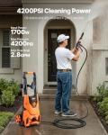 VEVOR Electric Pressure Washer, Max 4200 PSI 2.8 GPM, High-Power Cleaner with Foam Cannon & 4 Nozzles for Driveways, Cars, Fences, Patios, Home Cleaning