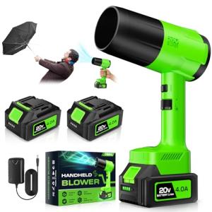 Leaf Blower Cordless, Handheld Leaf Blower with 2 X 4.0Ah Battery and Charger, 6 Speed Modes, Lightweight Blowers for Lawn Care, Patio, Yard, Dust,Blowing Leaves,Snow