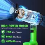 Leaf Blower Cordless, Handheld Leaf Blower with 2 X 4.0Ah Battery and Charger, 6 Speed Modes, Lightweight Blowers for Lawn Care, Patio, Yard, Dust,Blowing Leaves,Snow