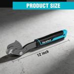 DURATECH 12-Inch Self-Adjusting Wrench, Multifunctional Self-Locking Pipe Wrench, Adjustable Size 3/4"-1-5/8"(19-41 mm), CR-V Steel, Non-Slip TPR Handle, for Home Repair, Mechanic and DIY Projects