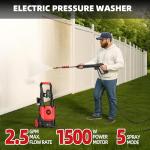 Paporia Electric Pressure Washer, 2.5 Max GPM Electric Power Washer with Foam Cannon, Powerwasher with 4 Nozzles, High Pressure Washer for Cars, Driveways, Patios, Decks
