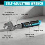 DURATECH 12-Inch Self-Adjusting Wrench, Multifunctional Self-Locking Pipe Wrench, Adjustable Size 3/4"-1-5/8"(19-41 mm), CR-V Steel, Non-Slip TPR Handle, for Home Repair, Mechanic and DIY Projects