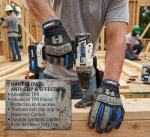 HART Performance Impact Gloves, Black and Blue, Medium, Work Gloves with Grip Protection