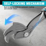 DURATECH 12-Inch Self-Adjusting Wrench, Multifunctional Self-Locking Pipe Wrench, Adjustable Size 3/4"-1-5/8"(19-41 mm), CR-V Steel, Non-Slip TPR Handle, for Home Repair, Mechanic and DIY Projects