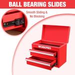 WORKPRO Metal Mini Tool Box, Top Tool Chest containing Two Drawers with Ball Bearing Slides, PVC Drawer Liners and PP Feet Pads, Durable Cold Rolled Steel Small Toolbox for Multi-Purpose Storage