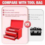 WORKPRO Metal Mini Tool Box, Top Tool Chest containing Two Drawers with Ball Bearing Slides, PVC Drawer Liners and PP Feet Pads, Durable Cold Rolled Steel Small Toolbox for Multi-Purpose Storage