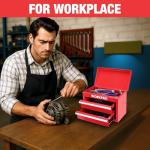 WORKPRO Metal Mini Tool Box, Top Tool Chest containing Two Drawers with Ball Bearing Slides, PVC Drawer Liners and PP Feet Pads, Durable Cold Rolled Steel Small Toolbox for Multi-Purpose Storage