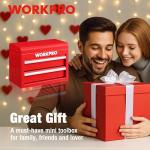 WORKPRO Metal Mini Tool Box, Top Tool Chest containing Two Drawers with Ball Bearing Slides, PVC Drawer Liners and PP Feet Pads, Durable Cold Rolled Steel Small Toolbox for Multi-Purpose Storage