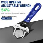 WORKPRO 4-Inch Stubby Adjustable Wrench, 0.94-Inch Extra Wide Jaw Opening Wrench, Metric/SAE Scales, Cr-V Steel, Ideal for Work in Confined Spaces