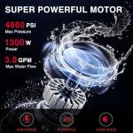 Electric Pressure Washer, 1850 PSI Max,1.0 GPM, 5" Wheels, 18M Cord/Hose Length Max, Power Washer for Patio, Car, Driveway, Fence & Home Cleaning