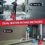 Electric Pressure Washer, 1850 PSI Max,1.0 GPM, 5" Wheels, 18M Cord/Hose Length Max, Power Washer for Patio, Car, Driveway, Fence & Home Cleaning