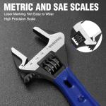 WORKPRO 4-Inch Stubby Adjustable Wrench, 0.94-Inch Extra Wide Jaw Opening Wrench, Metric/SAE Scales, Cr-V Steel, Ideal for Work in Confined Spaces
