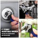 WORKPRO 4-Inch Stubby Adjustable Wrench, 0.94-Inch Extra Wide Jaw Opening Wrench, Metric/SAE Scales, Cr-V Steel, Ideal for Work in Confined Spaces