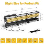 POKIPO 49.5" W Large Power Tool Organizer Wall Mount with Charging Station, 4-Tier Heavy Duty12 Cordless Drills Holder Load 600 lb, Tool Battery Storage Rack Built in 8 Outlet Power Strip for Garage