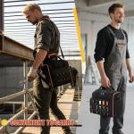 Marscamd Tool Bag with 3 Removable Cases, 2 Layers Tool Tote for Hand Tools, Black with Red Binding