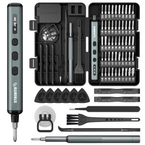 STREBITO Mini Electric Screwdriver, 67 in 1 Electric Screwdriver Kit - 50 S2 Preicison Bits, 5 Torque Settings, Organized Storage, Mini Power Screwdriver Rechargeable Tool Kit for PC Electronics