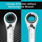 DURATECH 4-in-1 Reversible Ratcheting Box Wrench Set, Double Box End, SAE, 2-Piece, 5/16, 3/8, 7/16, 1/2 & 9/16, 5/8, 11/16, 3/4-Inch, CR-V Steel, Mirror Polished, with Rolling Pouch