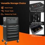 Goplus Rolling Steel Tool Chest, 11-Drawer Heavy-Duty Tool Storage Cabinet with Hanging Holes, Central Keyed Locking System, Ball-Bearing Slides & Lockable Wheels, Tool Box Organizer for Garage