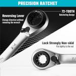 DURATECH 4-in-1 Reversible Ratcheting Box Wrench Set, Double Box End, SAE, 2-Piece, 5/16, 3/8, 7/16, 1/2 & 9/16, 5/8, 11/16, 3/4-Inch, CR-V Steel, Mirror Polished, with Rolling Pouch