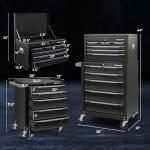 Goplus Rolling Steel Tool Chest, 11-Drawer Heavy-Duty Tool Storage Cabinet with Hanging Holes, Central Keyed Locking System, Ball-Bearing Slides & Lockable Wheels, Tool Box Organizer for Garage