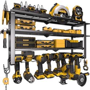 Power Tool Organizer with Power Strip and Shelves