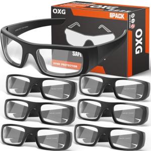 OXG 6 Pack Safety Glasses Protective Eyewear, ANSI Z87.1 Work Glasses Scratch Impact Resistant for Industrial Shooting
